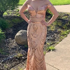 Unique rose gold prom dress